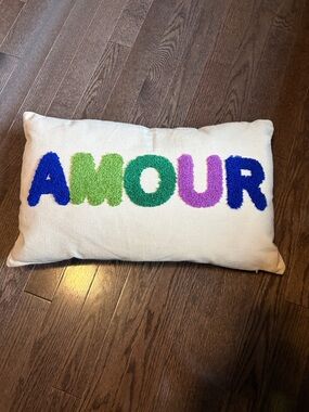 AMOUR Embroidered Colorful Accent Pillow